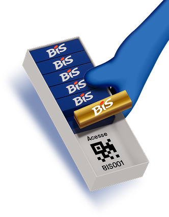 Mão segurando caixa de BIS